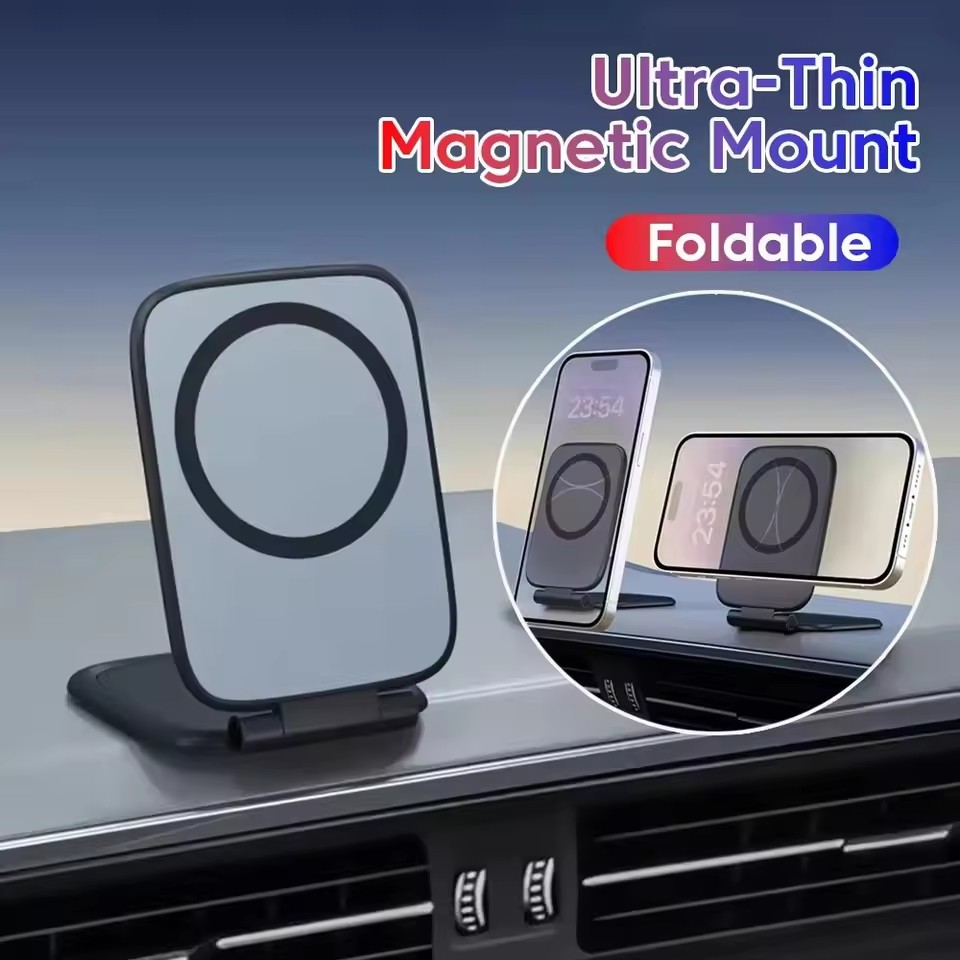 Phone Accessories For Car - Ultra-thin Magnetic Phone Holder Foldable Portable