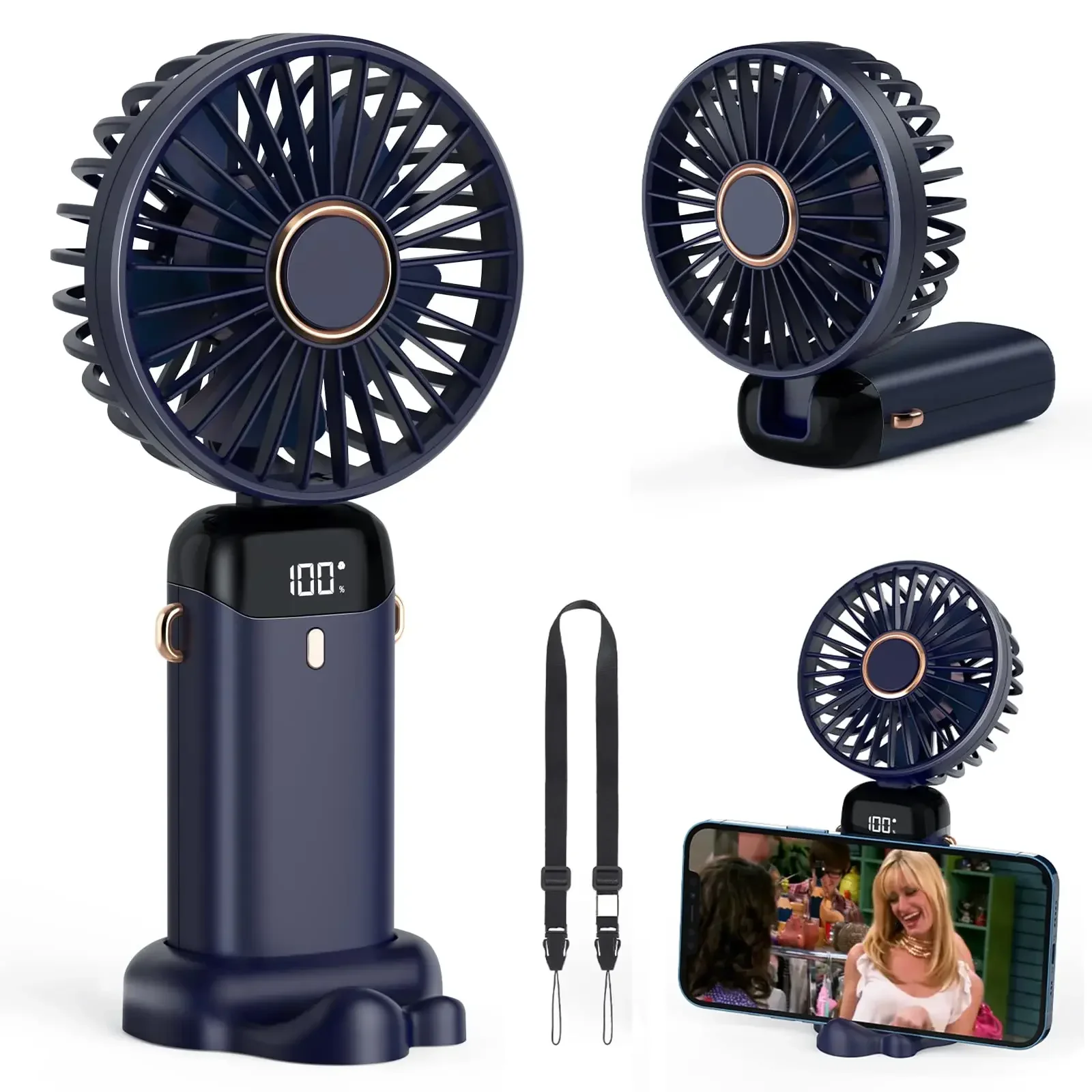 5000mAh Handheld Mini Fan Wire - Neck Hanging Phone Holder ulasan dan harga
