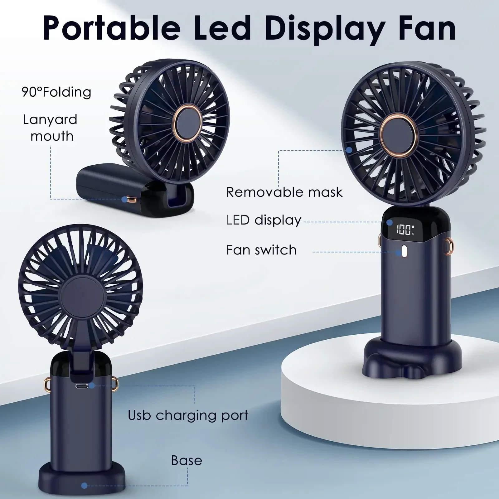 5000mAh Handheld Mini Fan Wire - Neck Hanging Phone Holder ulasan dan harga