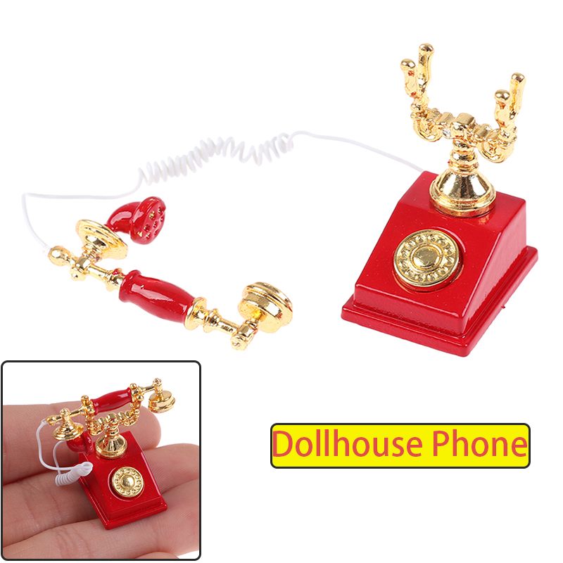 1:12 Vintage Phone Dollhouse M - Phone Accessories Doll ulasan dan harga
